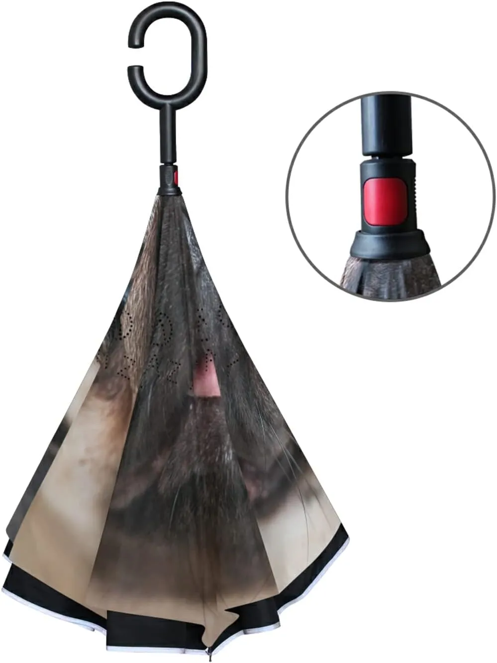 Oyihfvs Double Layer Inverted Umbrella, With C-Shaped Handle Windproof UV Proof Durable Parasol, For Men Women Outdoor Folding Rain Sun