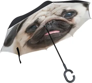 Oyihfvs Double Layer Inverted Umbrella, With C-Shaped Handle Windproof UV Proof Durable Parasol, For Men Women Outdoor Folding Rain Sun