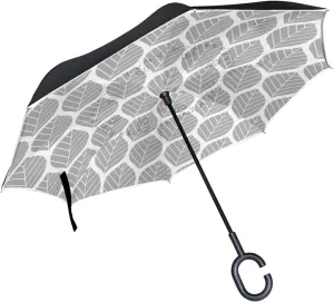 Oyihfvs Double Layer Inverted Umbrella, With C-Shaped Handle Windproof UV Proof Durable Parasol, For Men Women Outdoor Folding Rain Sun