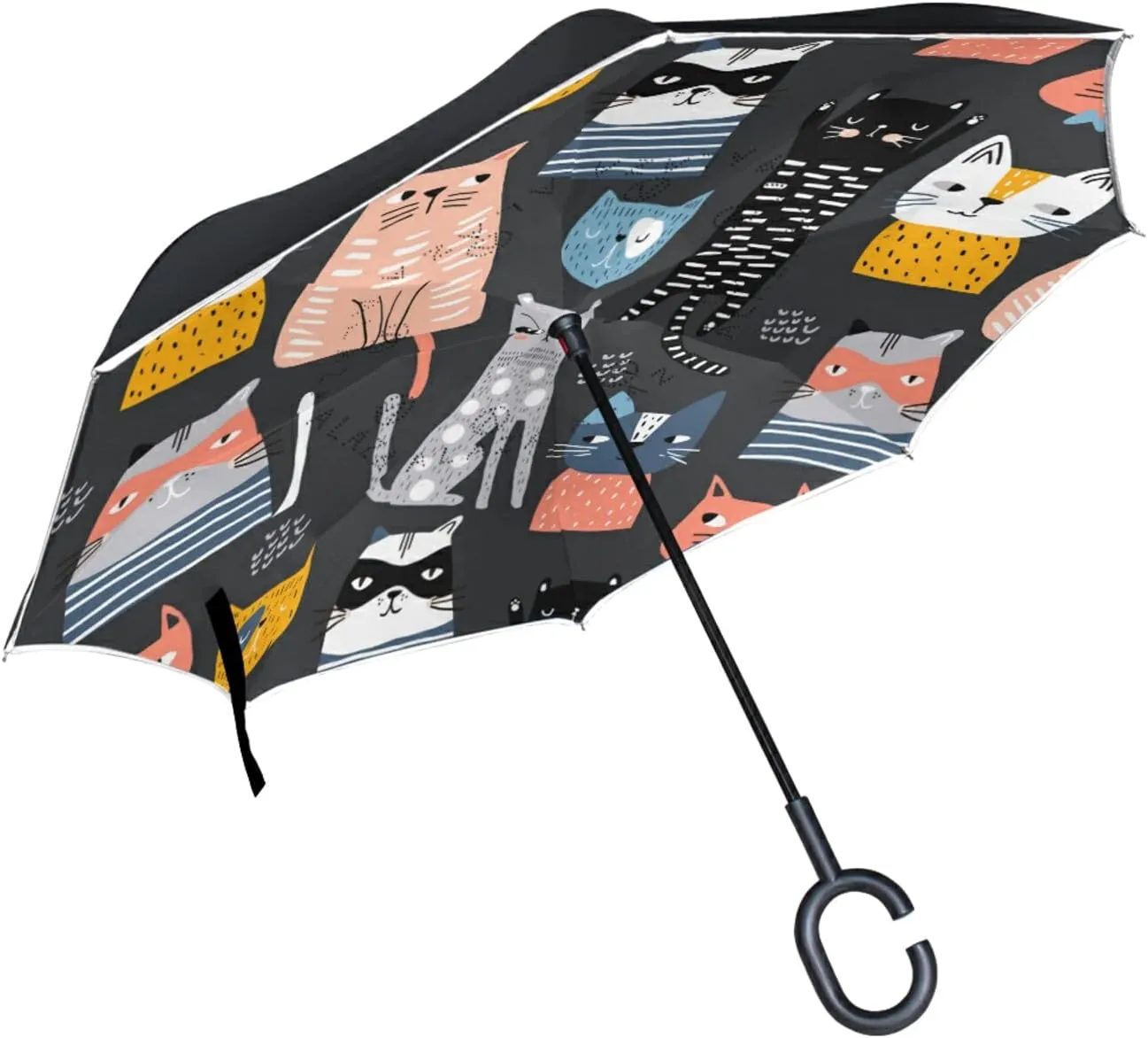 Oyihfvs Double Layer Inverted Umbrella, With C-Shaped Handle Windproof UV Proof Durable Parasol, For Men Women Outdoor Folding Rain Sun
