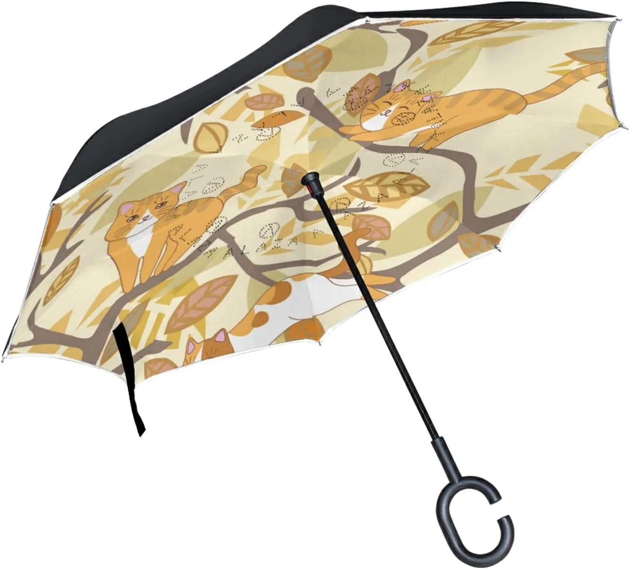 Oyihfvs Double Layer Inverted Umbrella, With C-Shaped Handle Windproof UV Proof Durable Parasol, For Men Women Outdoor Folding Rain Sun