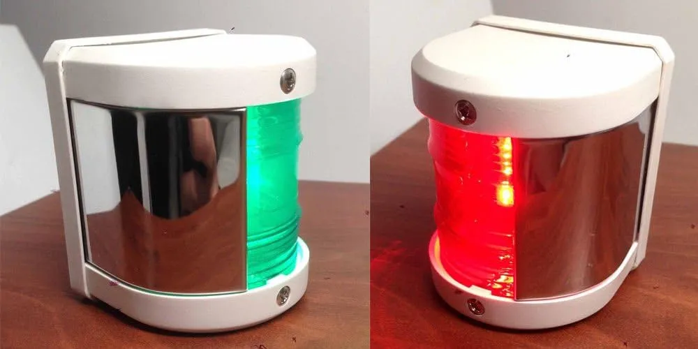 Pactrade Marine Boat Green Starboard and Red Port Side LED Navigation Light - White
