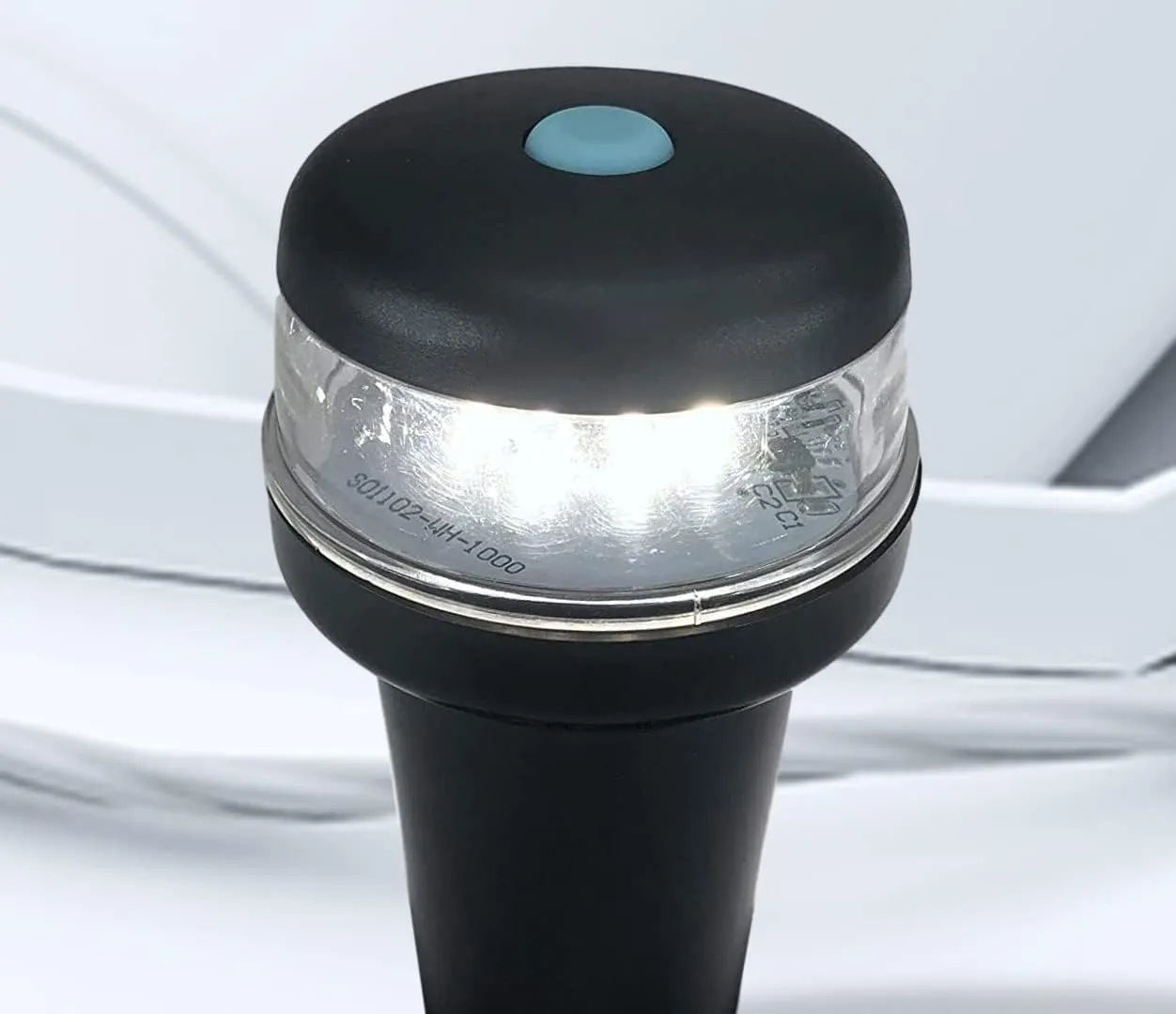 Pactrade Marine Navigation Lights for Boats LED - White Battery Powered Nav Lights for Boats - Magnetic Mount, Fixed Base, 2-Mode Operation - 1NM Waterproof