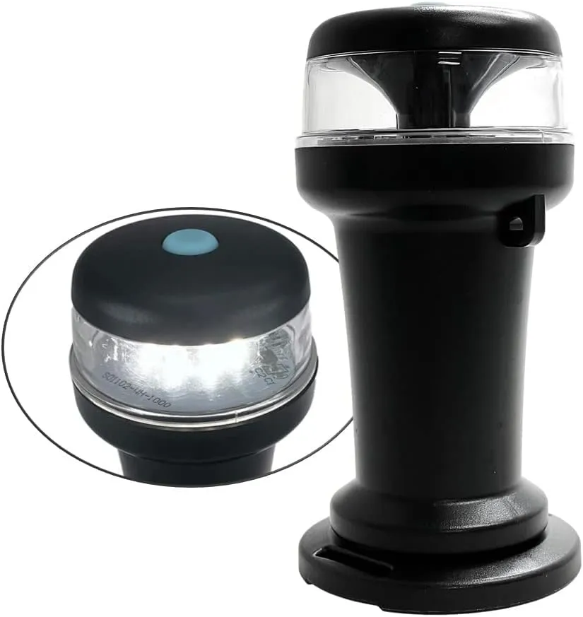 Pactrade Marine Navigation Lights for Boats LED - White Battery Powered Nav Lights for Boats - Magnetic Mount, Fixed Base, 2-Mode Operation - 1NM Waterproof