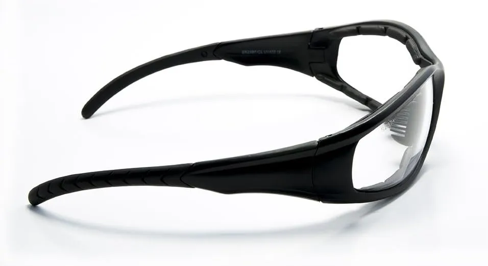Padded Bifocal Sunglasses for Women and Men Motorcycle Wrap-Around Riding with Magnifier Inserts (Strength  1.50)