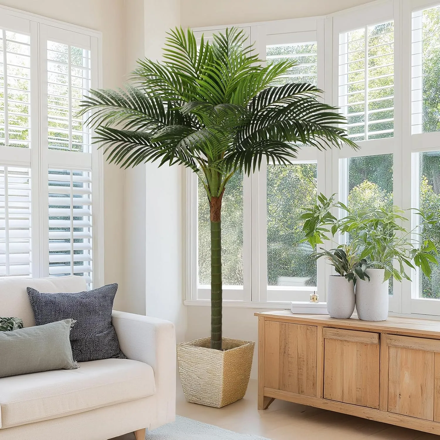 Palm Tree Artificial Tropical Plant 6FT Tall Faux Plants Indoor Fake Floor Plants Decorative Palm Tree House Large Office Plant Artificial Palm Trees for Home Decor…