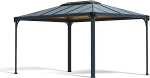 Palram - Canopia Martinique 10x14 Gazebo: Outdoor Patio Canopy with Aluminum Metal Frame, Polycarbonate Roof, Bronze Panels, UV Protection, Rain Gutters, Vents, Year-Round Use, Easy DIY, Gray/Bronze