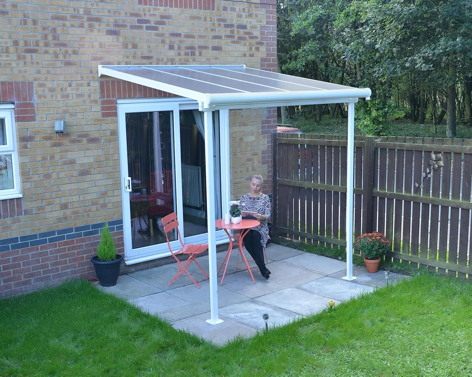 Palram - Canopia Sierra Patio Cover 75' x 75' White/Clear Outdoor Canopy Awning for Patio, Waterproof Canopy, Patio Awning, Outside Canopy for Backyard, Outdoor Gazebo with 100% UV Protection