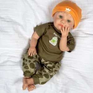 Paradise Galleries Realistic Reborn Baby Doll 20 Inch with Magnetic Pacifier Designer Doll by Pat Moulton Special Birthday Gift for Ages 3 and Up - Frog Prince