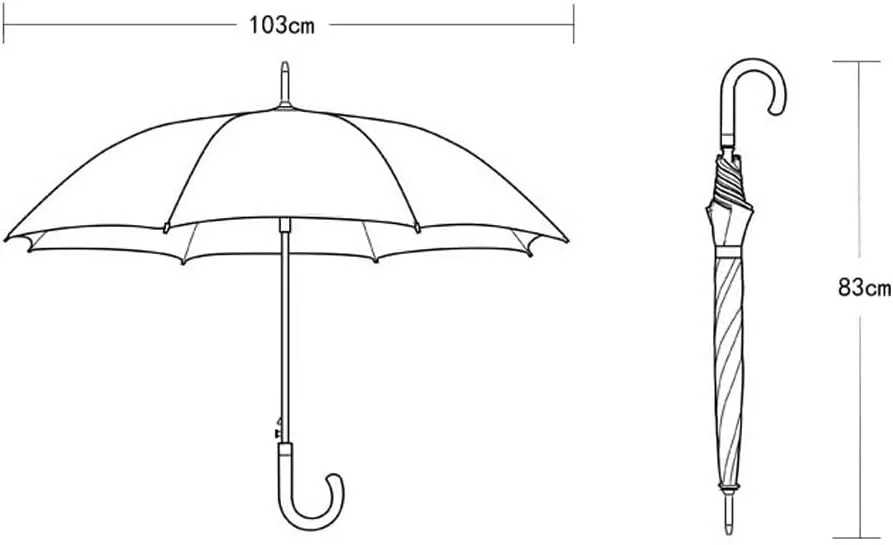 Paraguas Auto Open Golf Umbrella w/J Hook Curved Handle & Reflective Safety Strip Windproof Rainproof Stick Umbrella Large Canopy Parasol for Travel Sun and Rain Proof