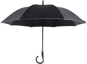 Paraguas Auto Open Golf Umbrella w/J Hook Curved Handle & Reflective Safety Strip Windproof Rainproof Stick Umbrella Large Canopy Parasol for Travel Sun and Rain Proof