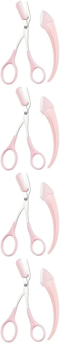PartyKindom 4 Sets Eyebrow Scissors for Women Mini Trimmer Kit with Comb Beauty Tool