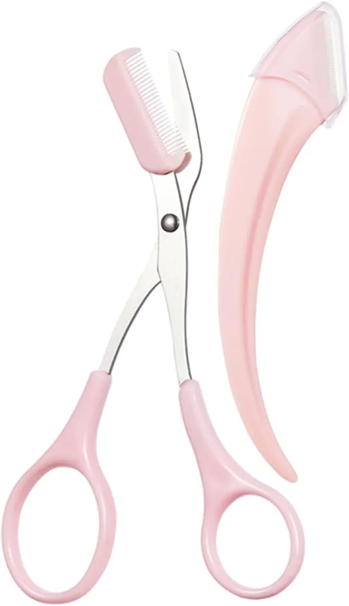 PartyKindom 4 Sets Eyebrow Scissors for Women Mini Trimmer Kit with Comb Beauty Tool