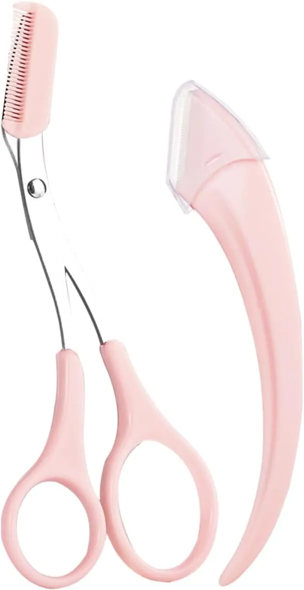 PartyKindom 4 Sets Eyebrow Scissors for Women Mini Trimmer Kit with Comb Beauty Tool