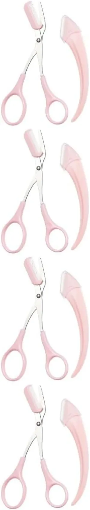 PartyKindom 4 Sets Eyebrow Scissors for Women Mini Trimmer Kit with Comb Beauty Tool