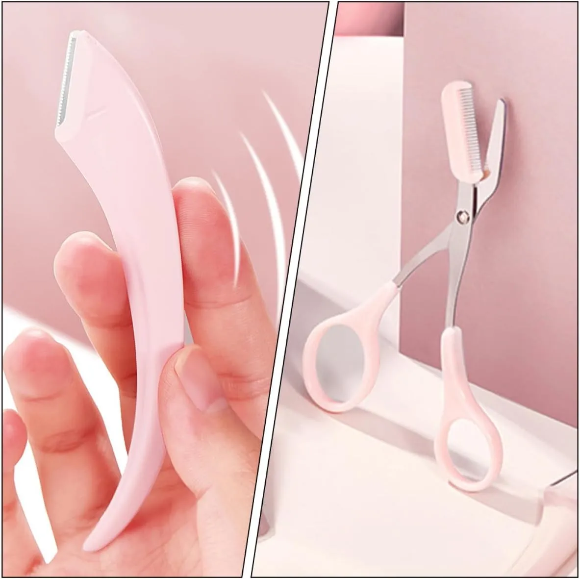 PartyKindom 4 Sets Eyebrow Scissors for Women Mini Trimmer Kit with Comb Beauty Tool