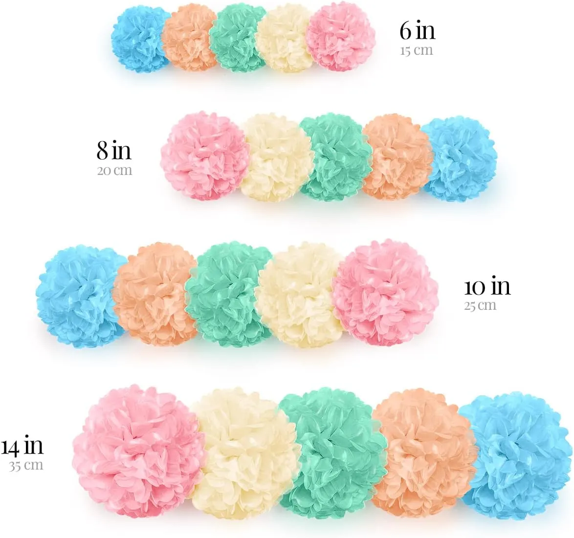 Pastel Tissue Paper Pom Poms - Hanging Paper Flowers for Rainbow Pastel Birthday Decorations, Baby Shower Decor, Easter Party Decor and Classroom Decorations by Avoseta (20pc)