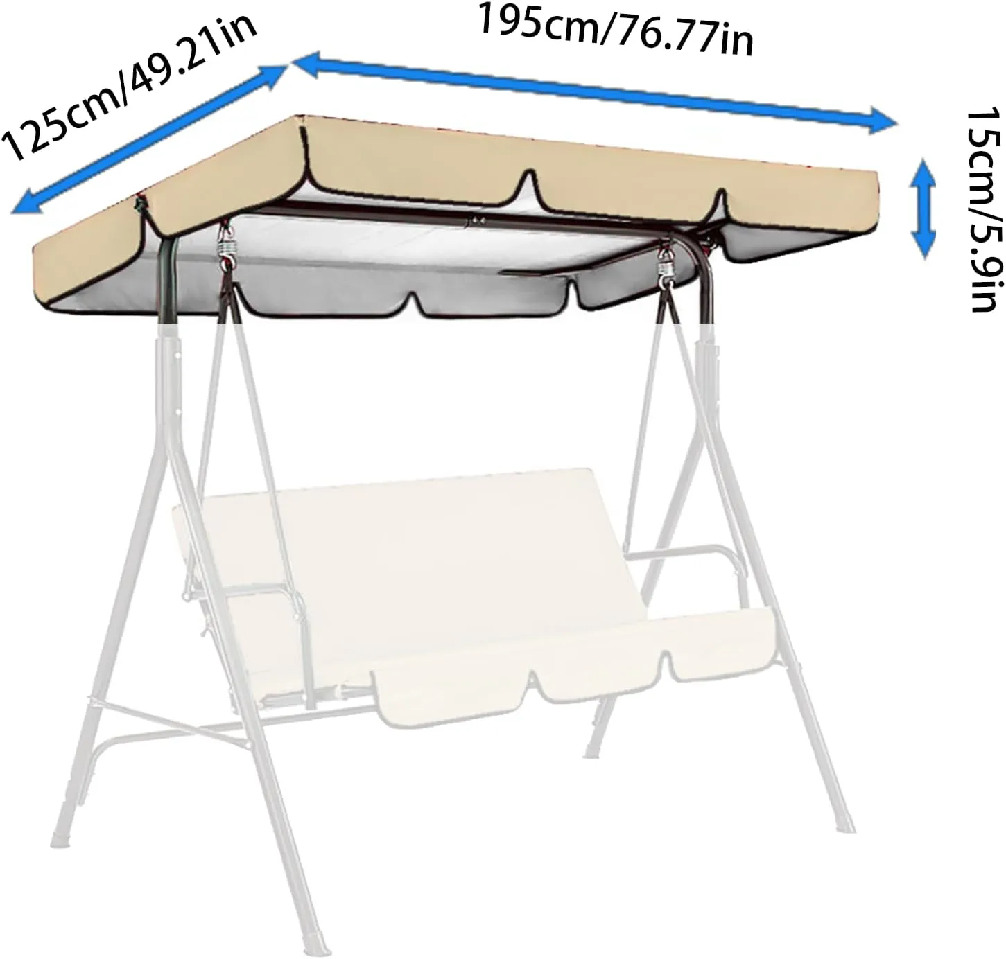 Patio Swing Canopy Replacement, 420D All Weather Protection Deluxe Waterproof UV, Outdoor Swing Canopy Replacement