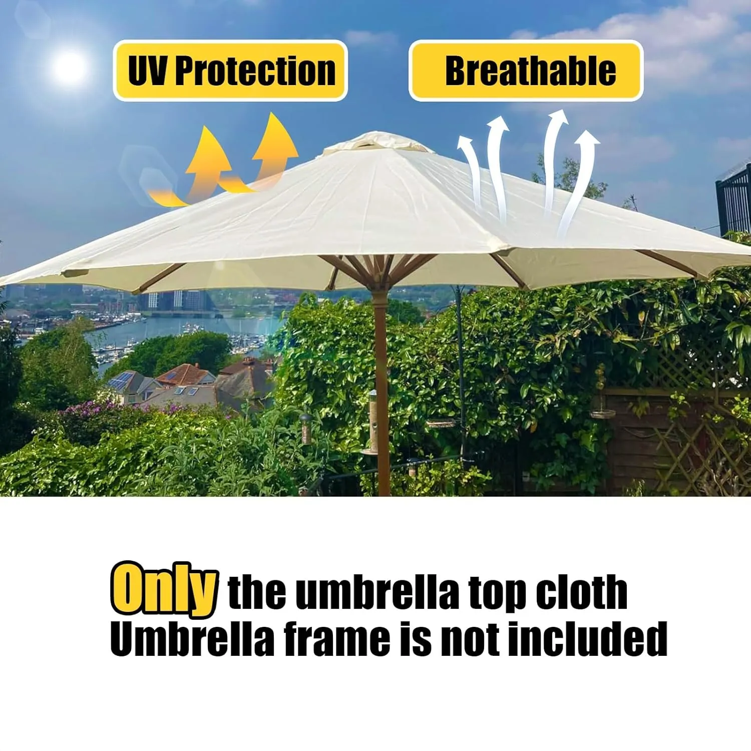 Patio umbrella 2m/2.30m/2.5m/2.7m/3.0m/3.5m Umbrella Replacement Fabric, Parasol Canopy Fabric, Patio Umbrella Market Table Outdoor Deck Parasol Cover Lawn Pool
