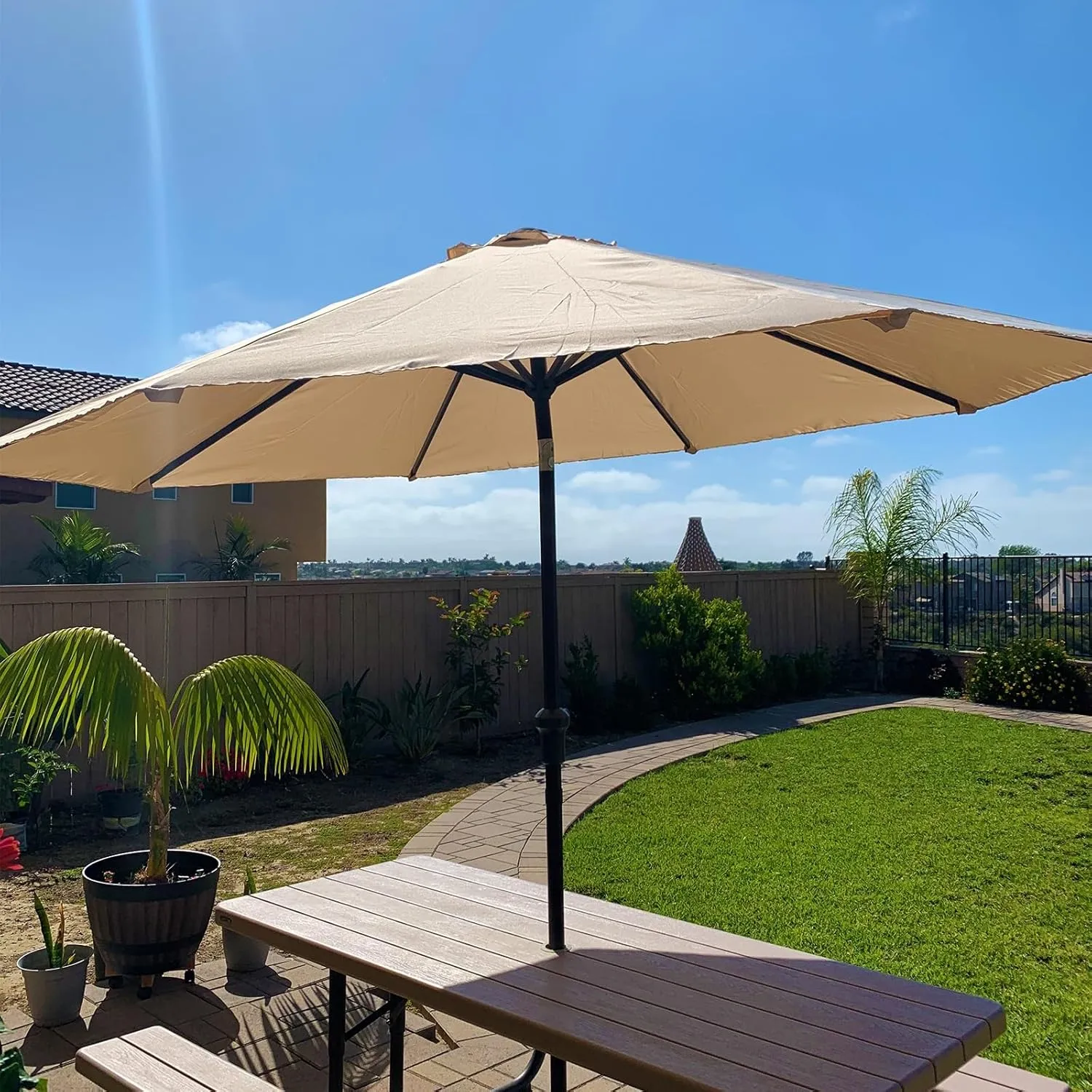 Patio umbrella 2m/2.30m/2.5m/2.7m/3.0m/3.5m Umbrella Replacement Fabric, Parasol Canopy Fabric, Patio Umbrella Market Table Outdoor Deck Parasol Cover Lawn Pool