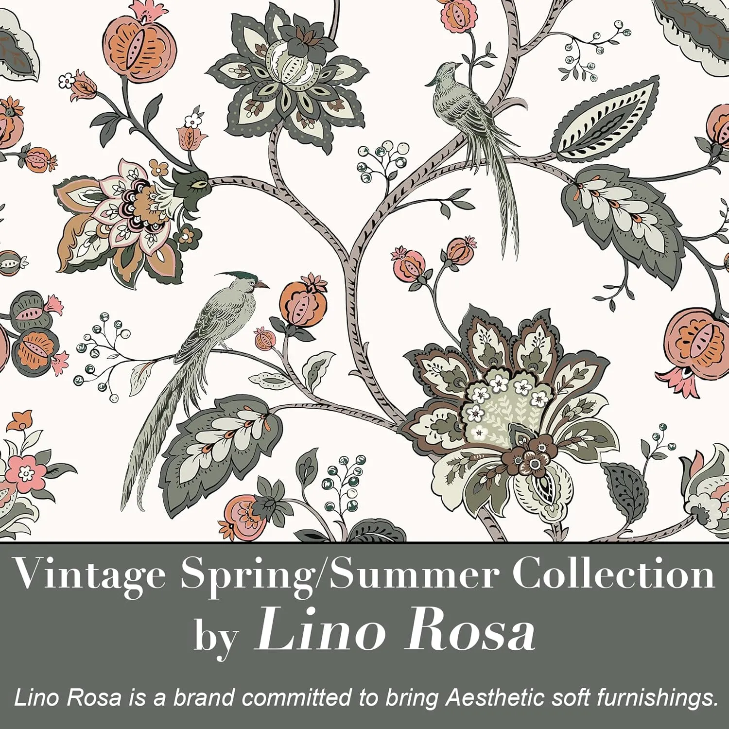 Patterned Curtains for Dining Room Living Room,Brown and Olive Green 70% Blackout Rustic Vintage Light Taupe Jacobean Floral Pattern Room Darkening Livingroom Curtains 84 Inches Long 2 Panels Set