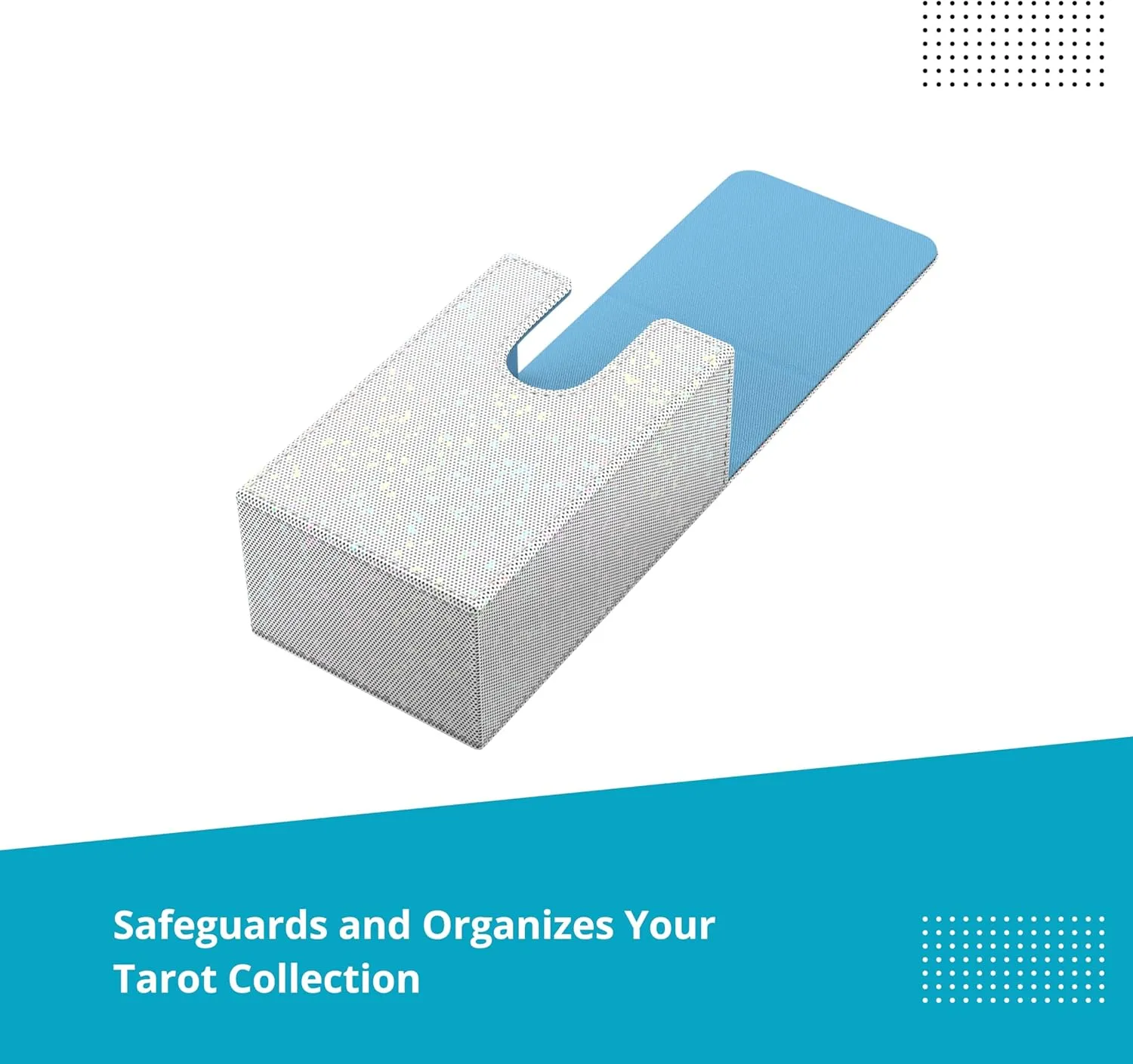 Pearlized White Tarot Card Holder with Light Blue Interior – Fold-Top Case with Magnetic Lid Closure – Fits Standard Tarot Decks – Outer Dimensions 5.39 x 3.38 x 2 Inches (Pearlized White)