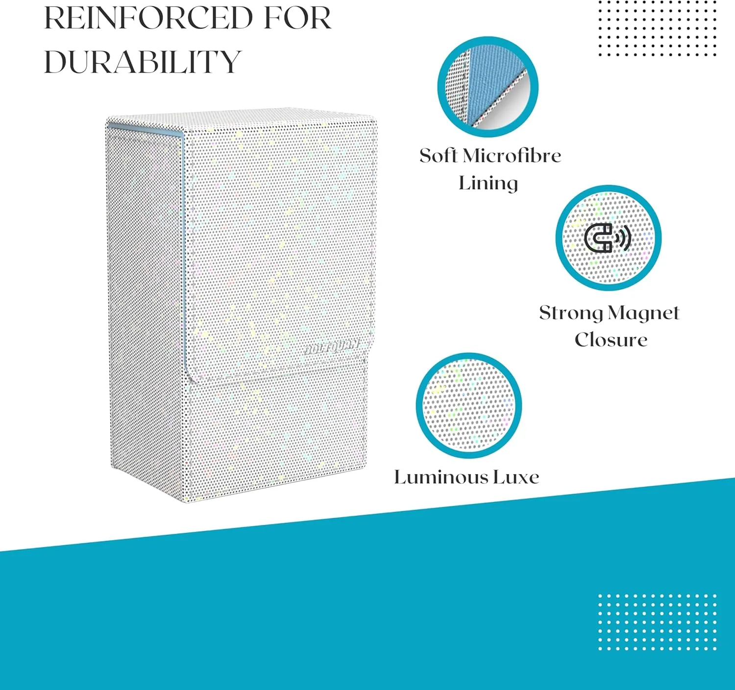 Pearlized White Tarot Card Holder with Light Blue Interior – Fold-Top Case with Magnetic Lid Closure – Fits Standard Tarot Decks – Outer Dimensions 5.39 x 3.38 x 2 Inches (Pearlized White)