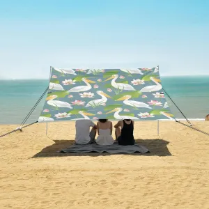 Pelican Lotus Flowers Leaves Beach Camping Tent Sun Shelter for Whole Family, Beach Shade Canopy with UPF50  UV Protection,Easy Set Up and Carry,Outdoor Shade for Trips, Fishing, Backyard Fun P
