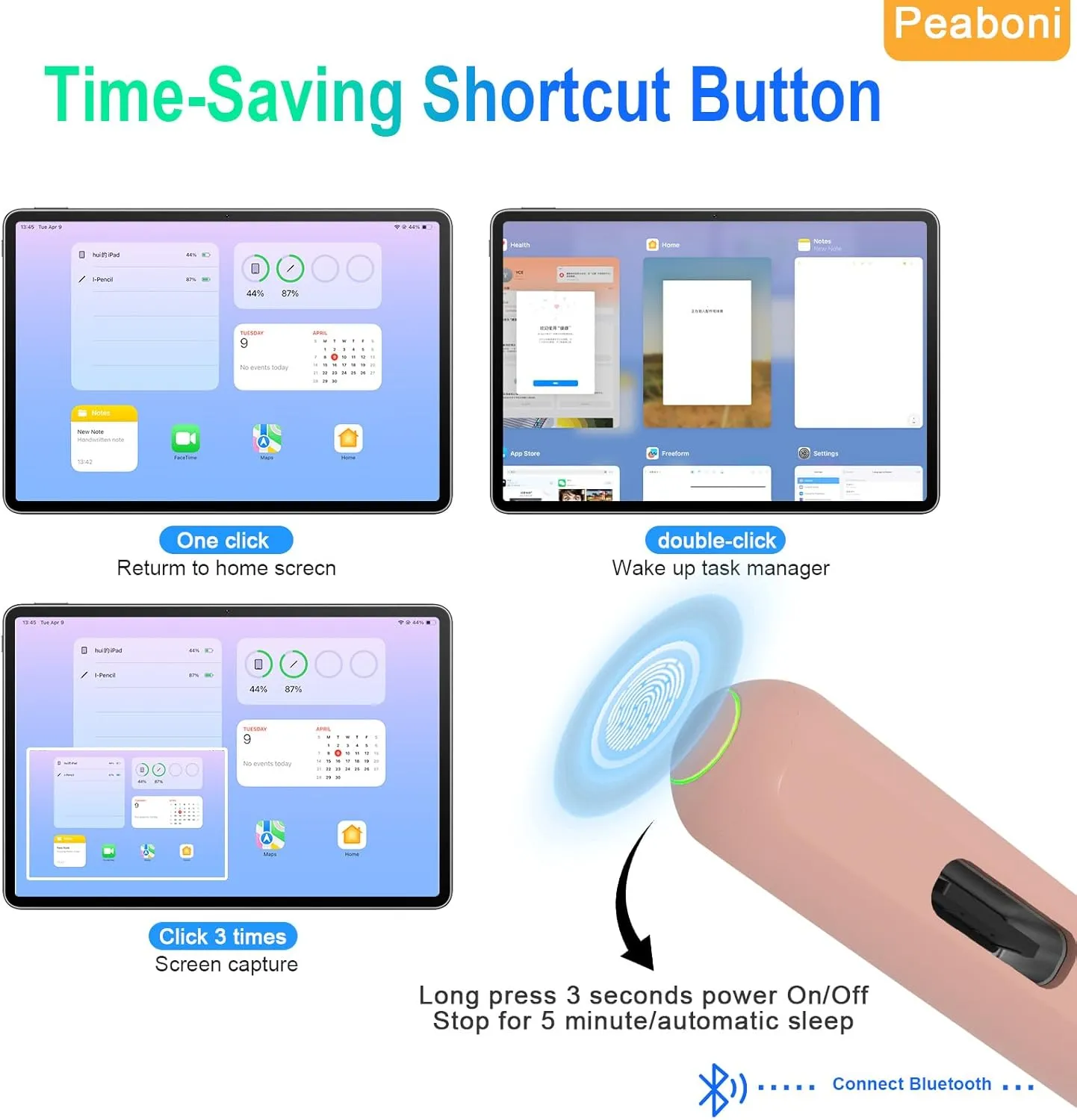 Pencil 2nd Generation for iPad 2018-2024 with Magnetic Wireless Charging Compatible with Apple iPad Pro 12.9”/11”, Air 5/4/3, Mini 6/5,iPad10/9/8/7/6 Pink