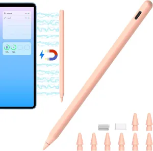 Pencil 2nd Generation for iPad 2018-2024 with Magnetic Wireless Charging Compatible with Apple iPad Pro 12.9”/11”, Air 5/4/3, Mini 6/5,iPad10/9/8/7/6 Pink