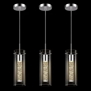Pendant Ceiling Light Fixture - LED Crystal Pendant Lights for Kitchen Island, Modern Island Light with Bubble Glass - 3 Pack