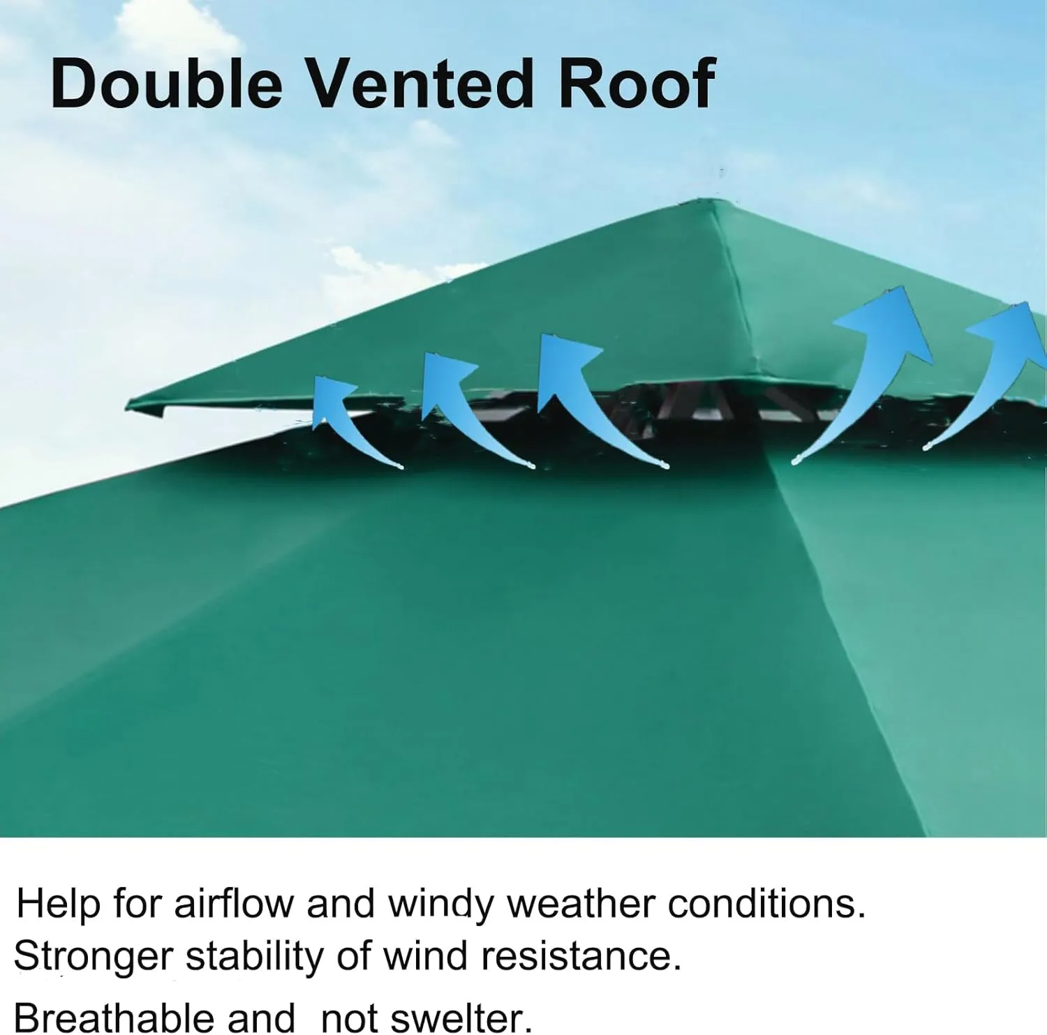 perixir Gazebo Canopy Top Replacement Cover 117"x117", 2-Tiers，for Smaller 10'x10' Dual-Tier Gazebo Canopy, Water, Dirt, and UV Resistant Canopy Replacement Cover(Green)