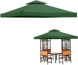 perixir Gazebo Canopy Top Replacement Cover 117"x117", 2-Tiers，for Smaller 10'x10' Dual-Tier Gazebo Canopy, Water, Dirt, and UV Resistant Canopy Replacement Cover(Green)
