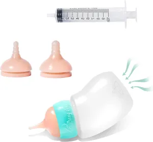Pet Feeder Bottle,Silicone Feeding Nipple and Syringes for All Breed of Puppies,Kittens and Other Animals Dongdong pet (1 Bottle 3 Size Nipple 1 Syringe)