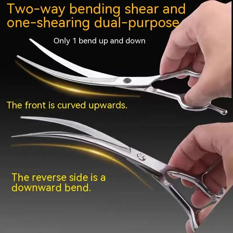 Pet Grooming Scissors Set - Professional Curved Dog Hair Trimming Scissors and Clippers