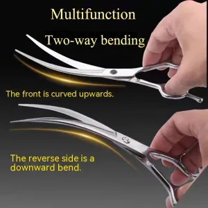 Pet Grooming Scissors Set - Professional Curved Dog Hair Trimming Scissors and Clippers