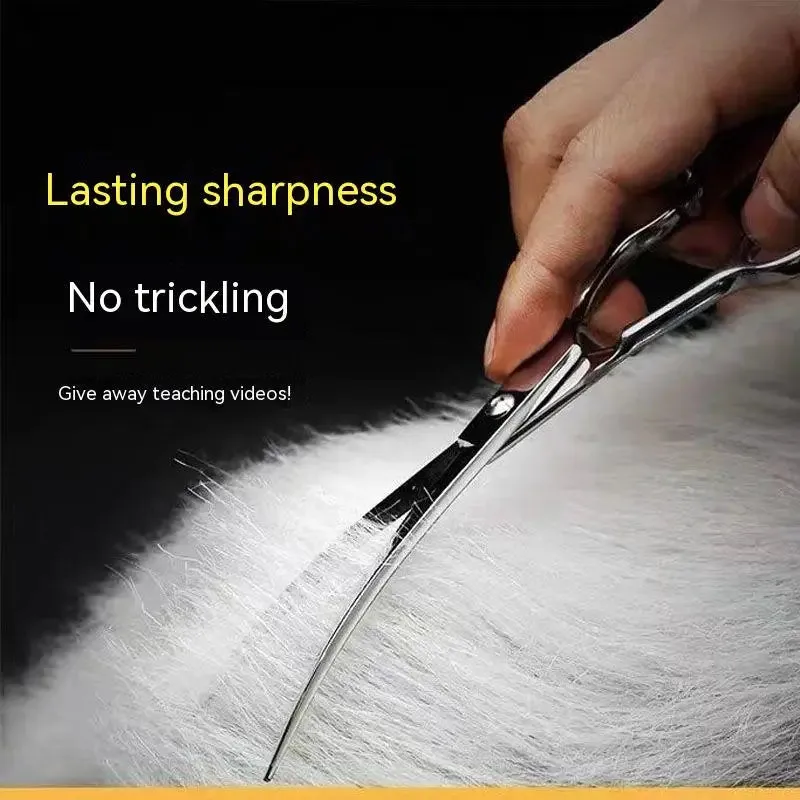 Pet Grooming Scissors Set - Professional Curved Dog Hair Trimming Scissors and Clippers