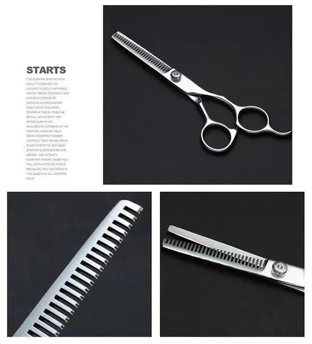 Pet Grooming Scissors Set - Professional Curved Dog Hair Trimming Scissors and Clippers