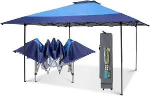 PHI VILLA 13x13Ft Pop Up Canopy Tent Single Person Set-up Instant Folding Shelter 169 Square Feet Large Outdoor Sun Protection Shade, Blue