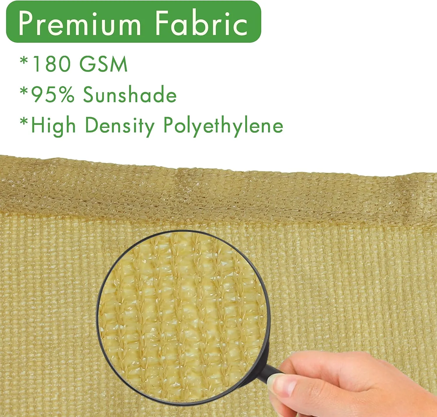 PHYEX Sun Shade Sail, Rectangle UV Block Sunshade Canopy for Outdoor Patio Garden Backyard Use (Sand, 12'x16')