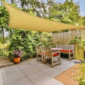 PHYEX Sun Shade Sail, Rectangle UV Block Sunshade Canopy for Outdoor Patio Garden Backyard Use (Sand, 12'x16')