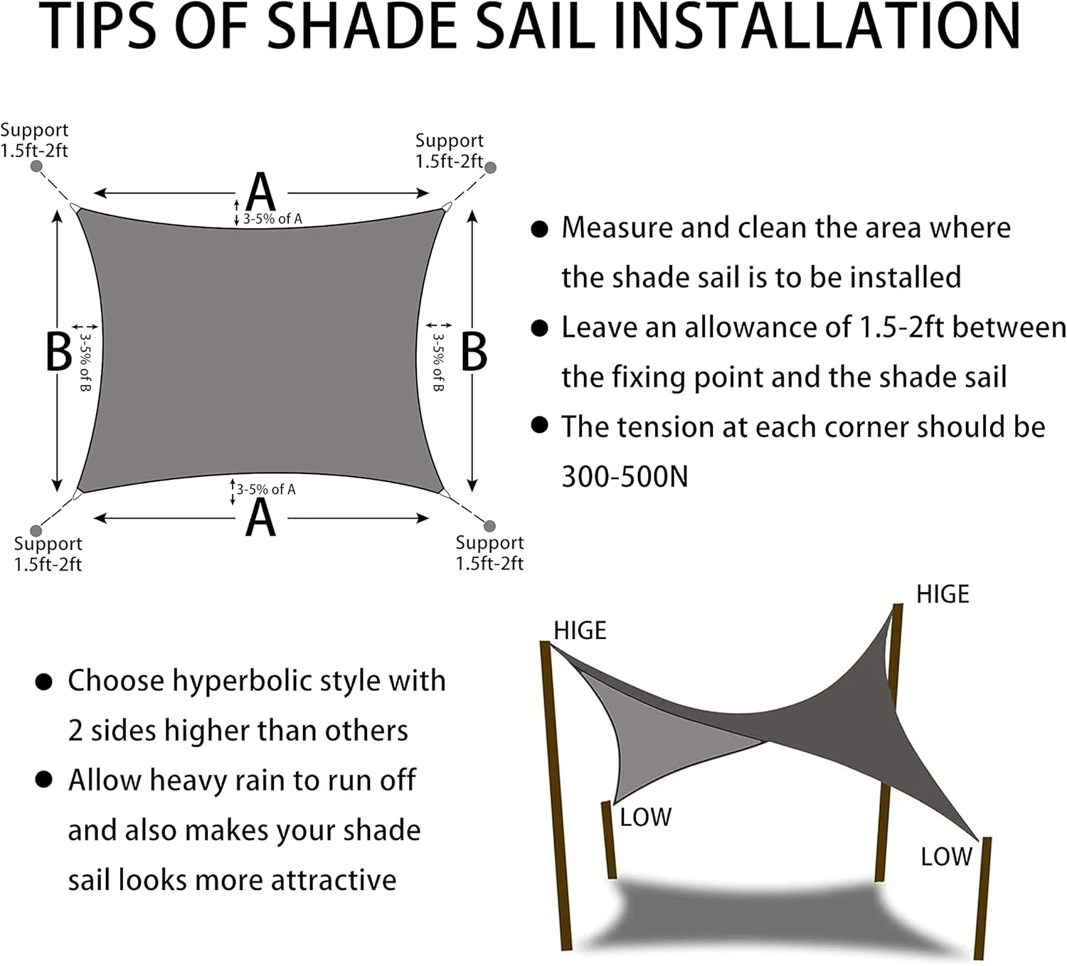 PHYEX Sun Shade Sail, Rectangle UV Block Sunshade Canopy for Outdoor Patio Garden Backyard Use (Sand, 12'x16')