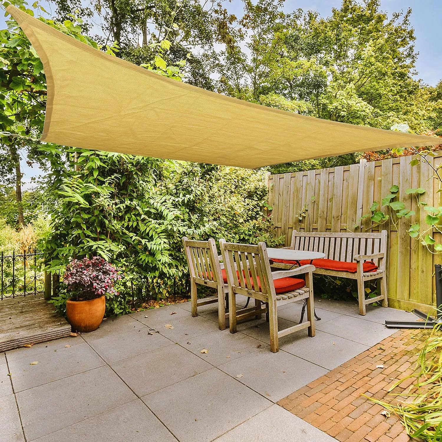 PHYEX Sun Shade Sail, Rectangle UV Block Sunshade Canopy for Outdoor Patio Garden Backyard Use (Sand, 12'x16')