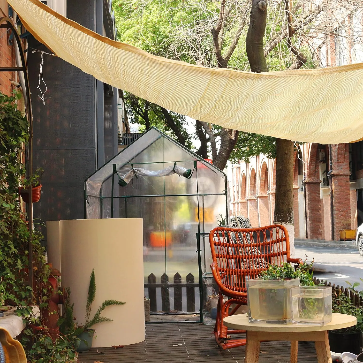 PHYEX Sun Shade Sail, Rectangle UV Block Sunshade Canopy for Outdoor Patio Garden Backyard Use (Sand, 12'x16')
