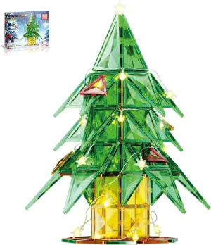 PicassoTiles 106 Piece Magnetic Tiles Light Up LED Tree Holiday Theme Construction Magnet Building Blocks Set STEM Learning Gifts Toys for Toddlers Boys Girls Child Kids Toy Educational Game