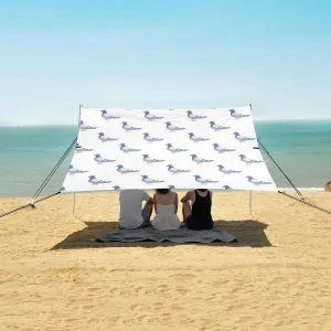 Pigeons Dove Pattern Beach Canopy Tent Anti-UV & Wind Resistant, Camping Sun Shelter Easy Setup Portable,Outdoor Shade Tents with Sandbags,Sand Shovels,Ground Pegs & Stability Poles