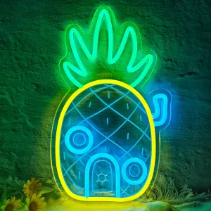 Pineapple House Neon Sign Dimmable LED Under Sea Pineapple Neon Signs for Wall Decor,Ocean Theme Kids Room Bedroom Game Room Birthday Party Decorations Gifts for Kids