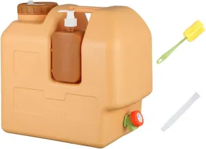 Plastic Water Container with Tap, 30L Water Jug with Spigot Water Storage Container Large Capacity Portable Water Tank with Hand Sanitizer Bottle for Outdoor Camping Hiking