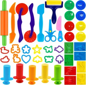 Playdough Tools 41 Pieces Play Dough Tools for Kids Playdough Accessories with Rolling Pins,Playdough Cutters,Dough Molds,Plastic Scissors,Extruders