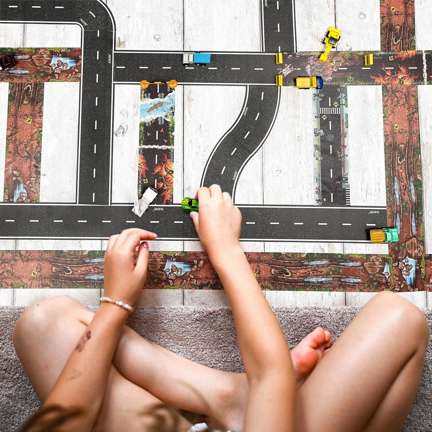 PlayTape Dirt Road Tape for Toy Cars - Sticks to Flat Surfaces, No Residue, 2-Pack of 2 in. x 30 ft. Roll